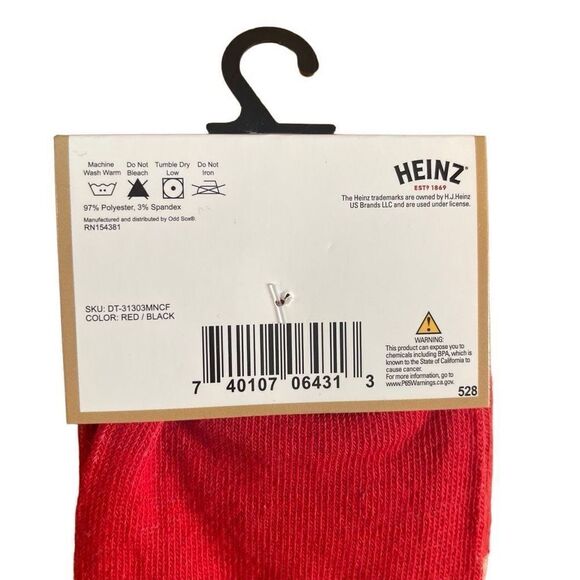 Heinz Ketchup Men’s Red Black Fun Print Novelty Crew Socks Shoe Size 6-12 - Picture 4 of 6